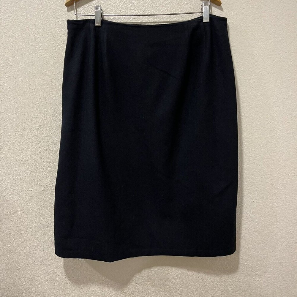 Vintage Pendleton Black Virgin Wool A-Line Midi Skirt 14 Academic USA Made VTG